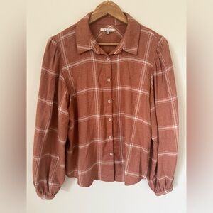Z Supply Rust-Orange Plaid Button Front Shirt
